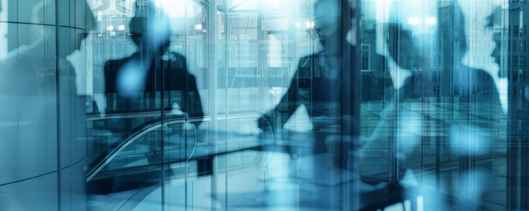 Reflection Of People On Glass Window.