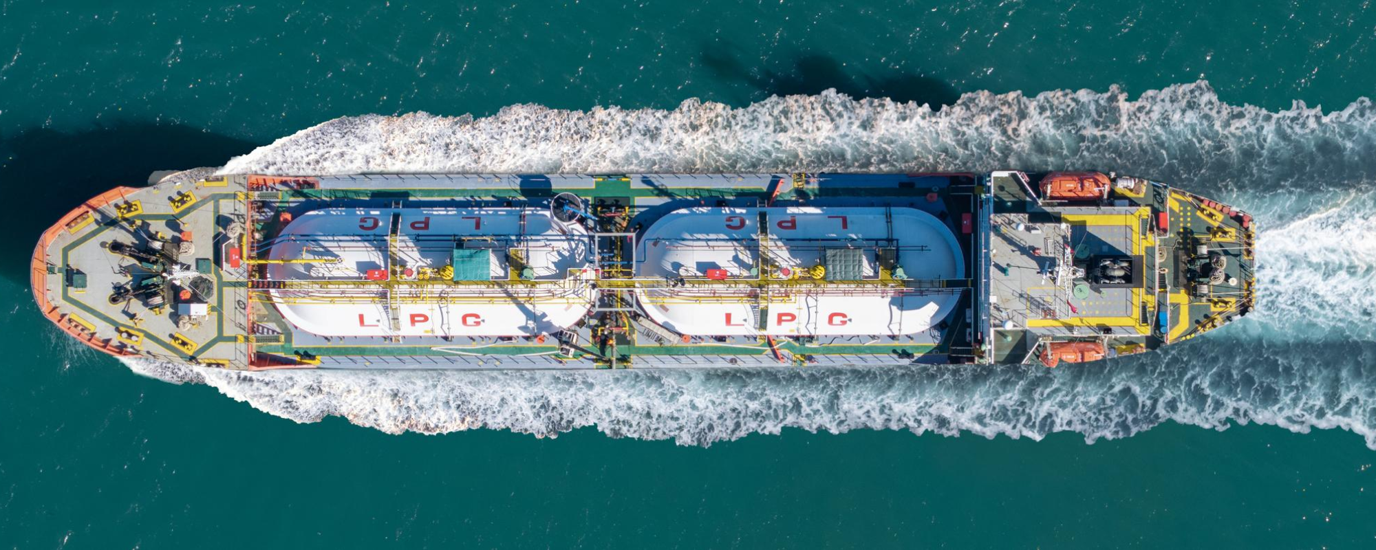 Ship passing through water.