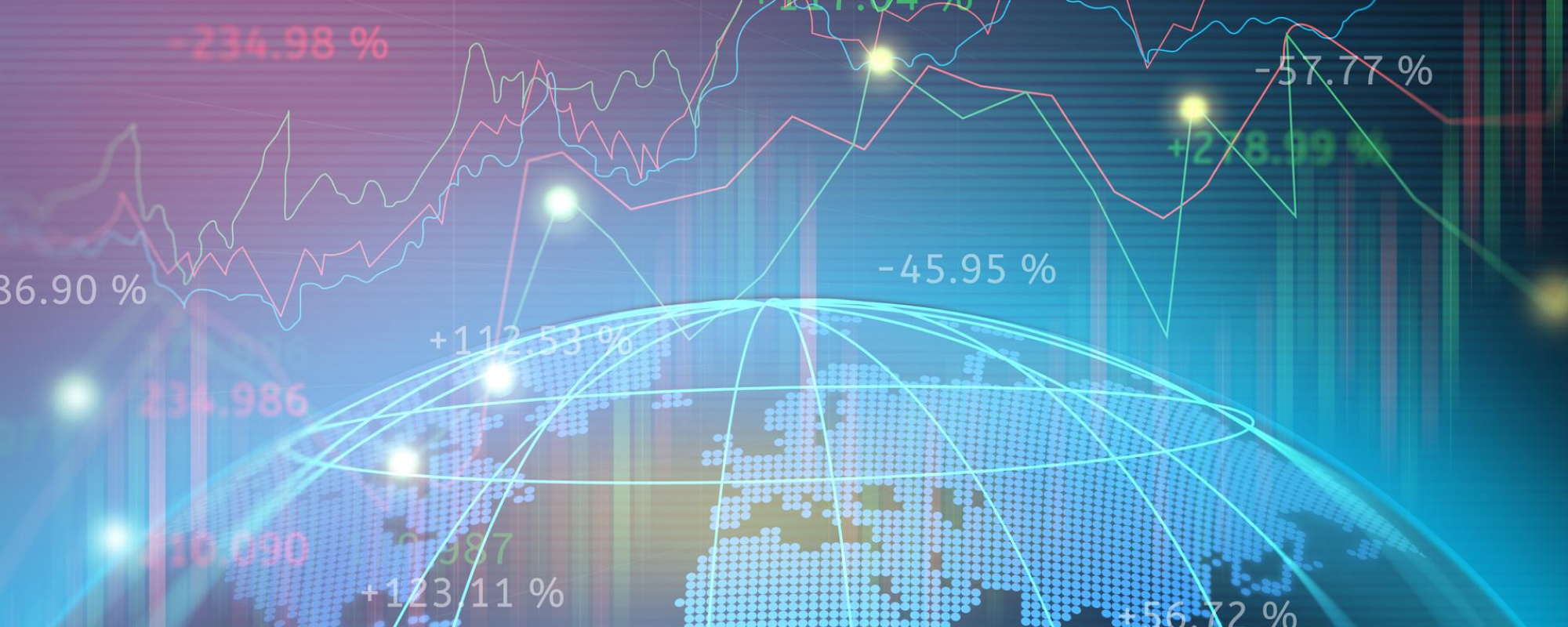 abstract globe image with stock ticker numbers.