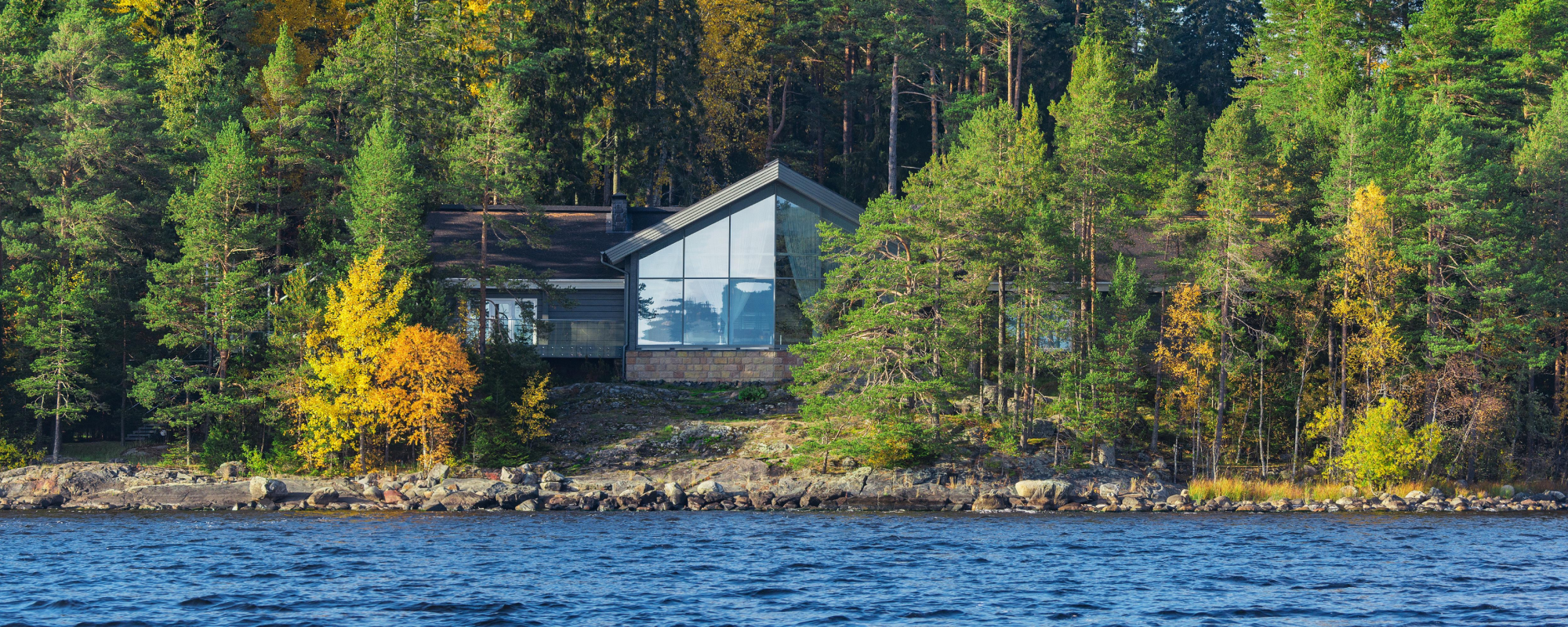 A cottage on the lake.
